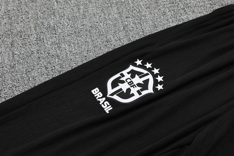 2025/2026 Brazil Orange Black Half-Pull Tracksuit