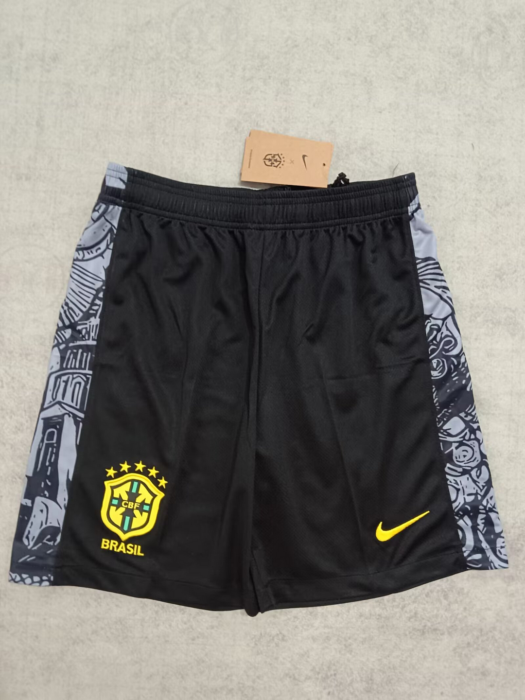 2024 Brazil Special Edition Black Gray Soccer Shorts