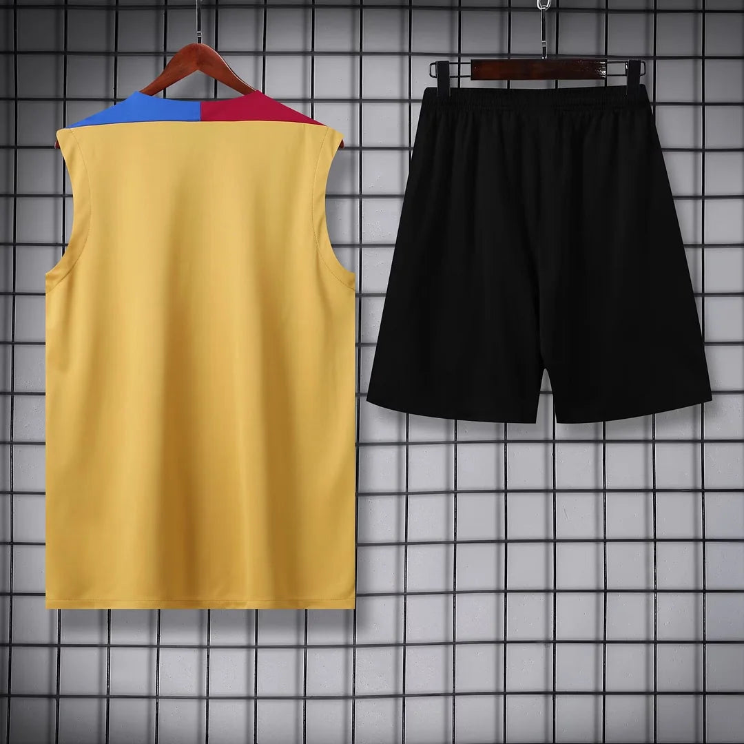 2024/2025 Barcelona pre-match training Glod Jersey+Shorts 1:1 Thai Quality