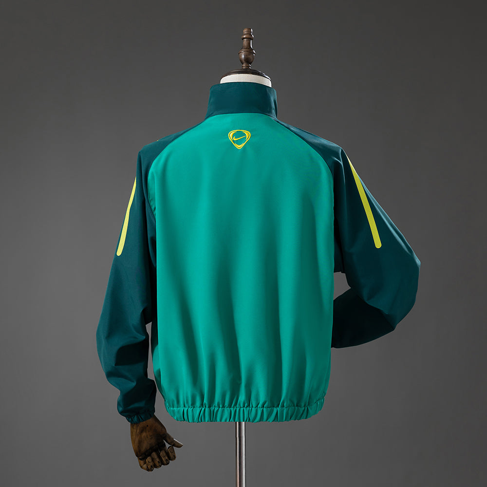 2010 Brazil Retro Green Yellow Jacket Windbreaker