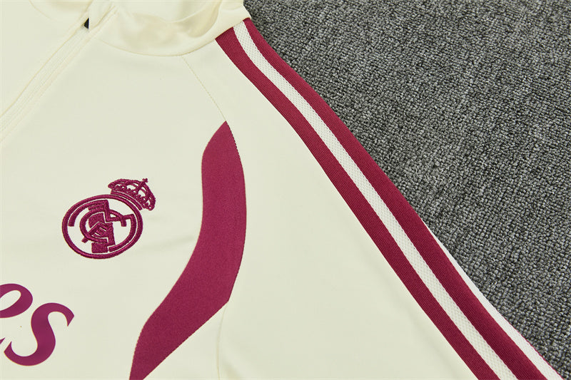 2026/2027 Real Madrid Beige Half-Pull Tracksuit