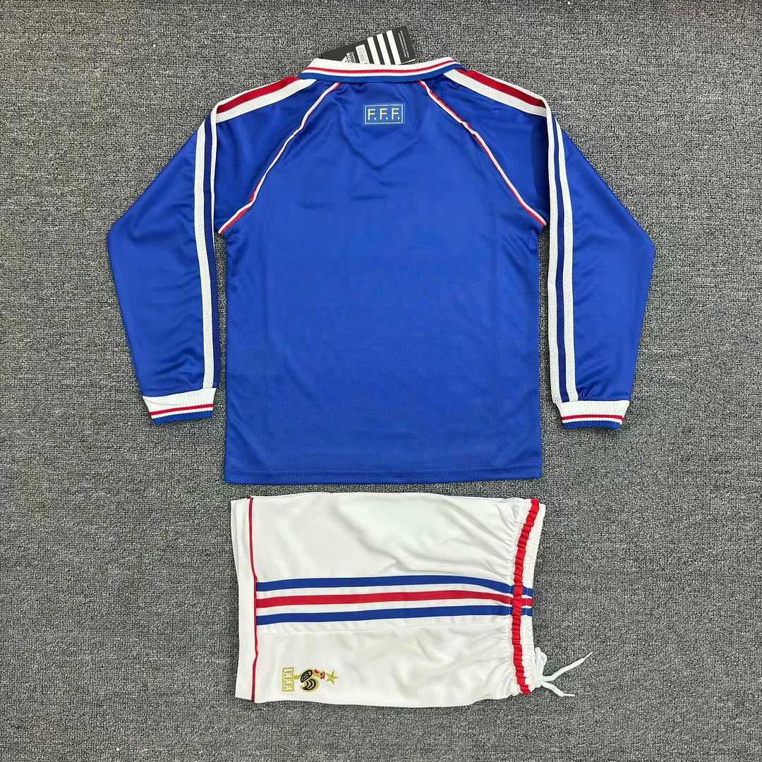 1998 Retro Long Sleeve France Home Football Shirt Kids Size
