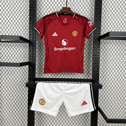 2025/2026 Manchester United Home Football Shirt Kids Size