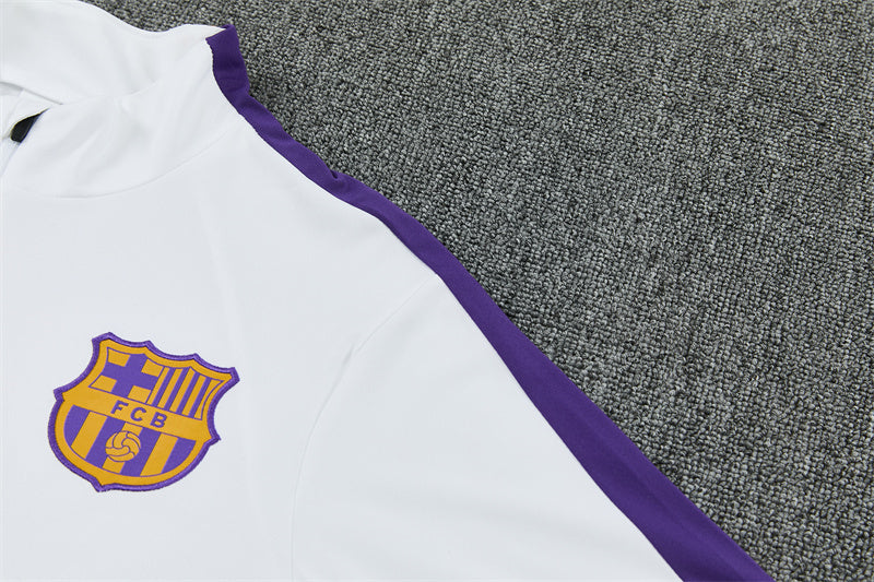 2026/2027 Barcelona White Purple Kobe Half-Pull Tracksuit