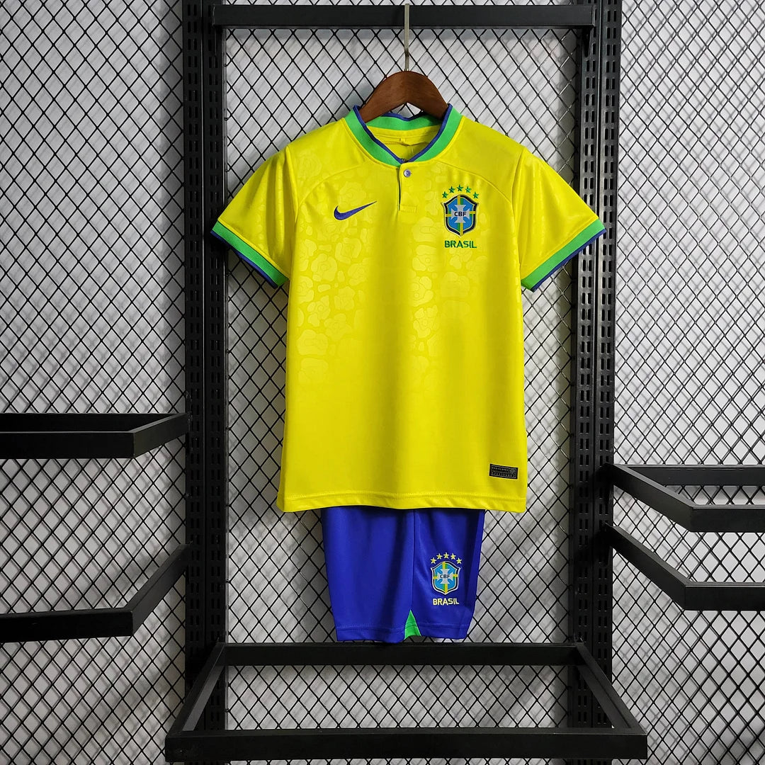 2022 World Cup Brazil Kids Size Home Soccer Jersey