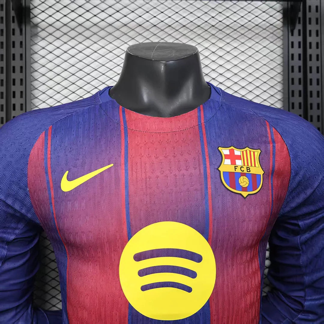 2025/2026 Player Version Long Sleeve Barcelona Home Football Shirt