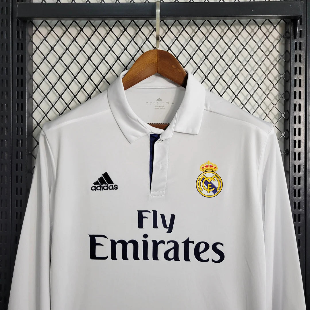 2016/2017 Retro Long Sleeve Real Madrid Home Football Shirt 1:1 Thai Quality