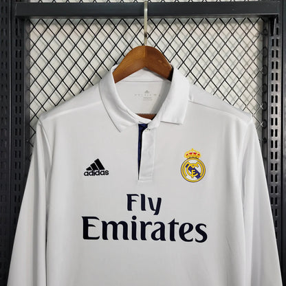2016/2017 Retro Long Sleeve Real Madrid Home Football Shirt 1:1 Thai Quality