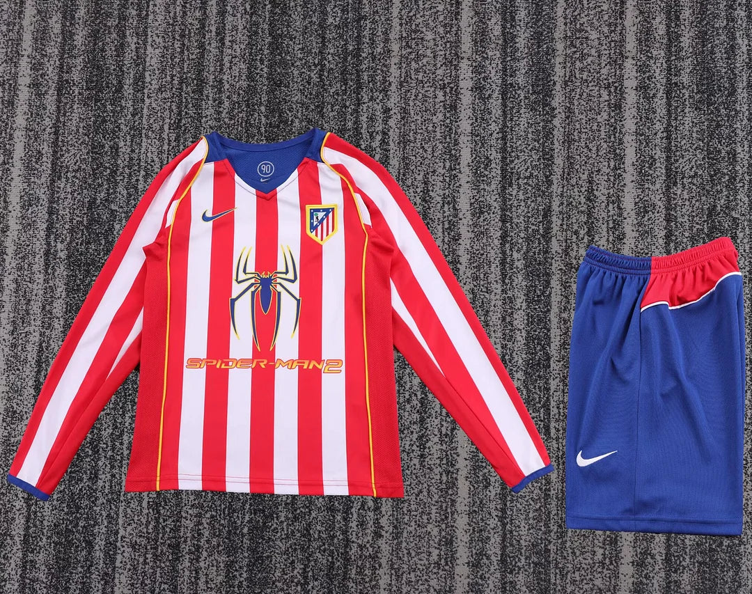 2004/2005 Retro Long Sleeve Atletico Madrid Home Football Shirt