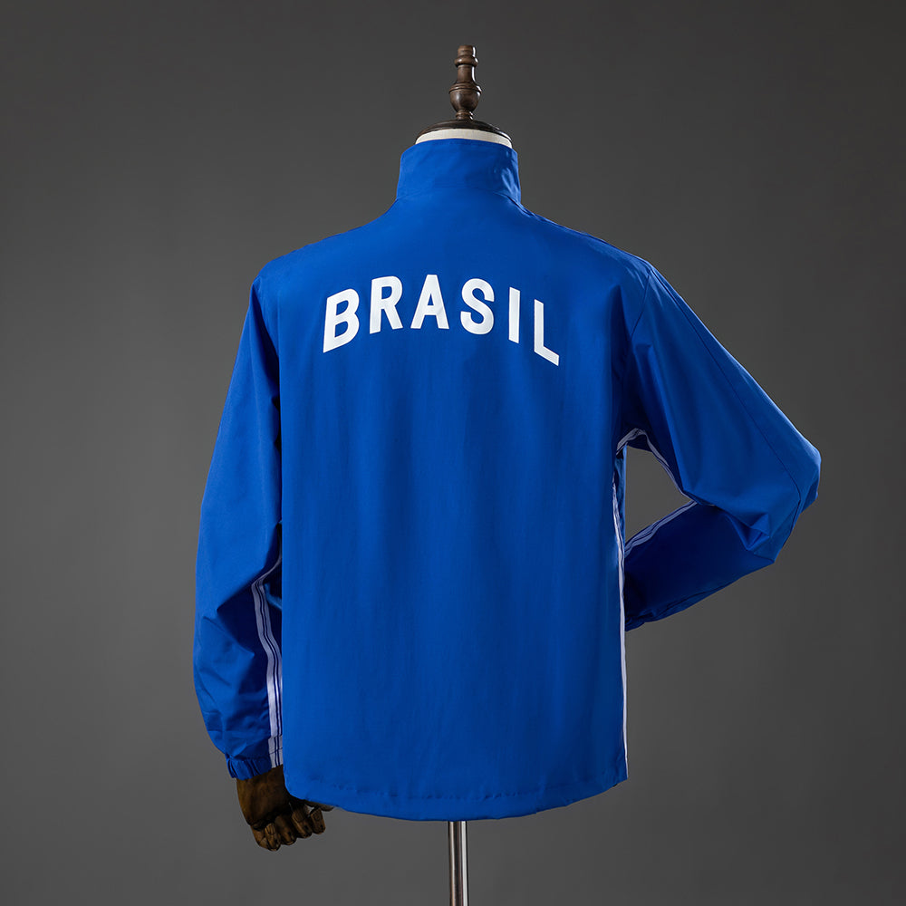 1998 Brazil Retro Blue Track Jacket Windbreaker