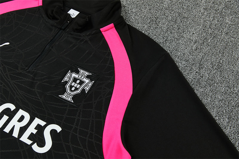 2026/2027 Portugal Black Pink Half-Pull Tracksuit