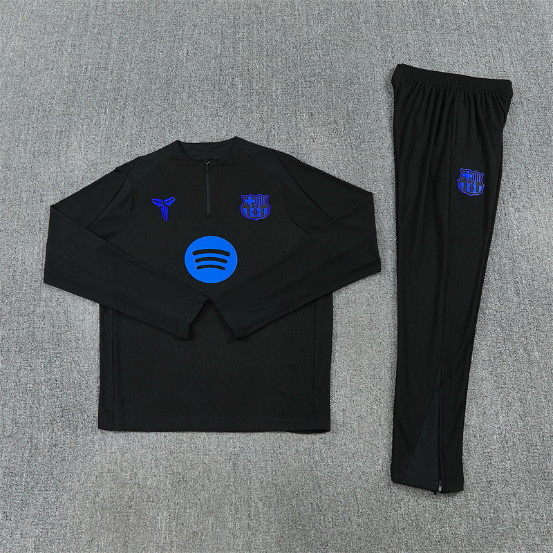 2025/2026 Barcelona Black Blue Half-Pull Tracksuit