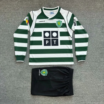 2001/2003 Retro Long Sleeve Sporting Lisbon Home Football Shirt Kids Size