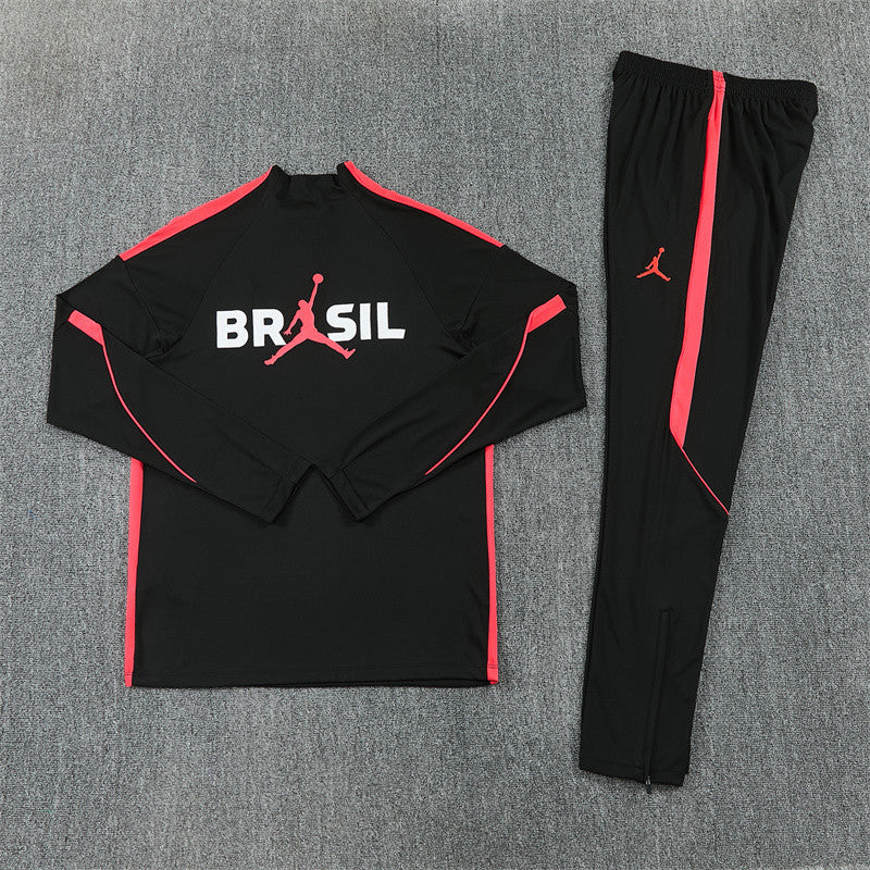 2026/2027 Brazil Black Red Half-Pull Tracksuit