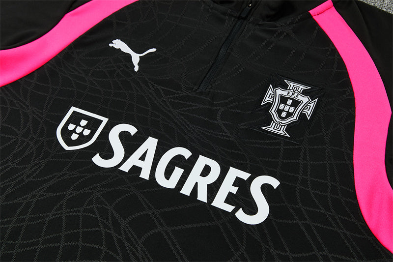 2026/2027 Portugal Black Pink Half-Pull Tracksuit