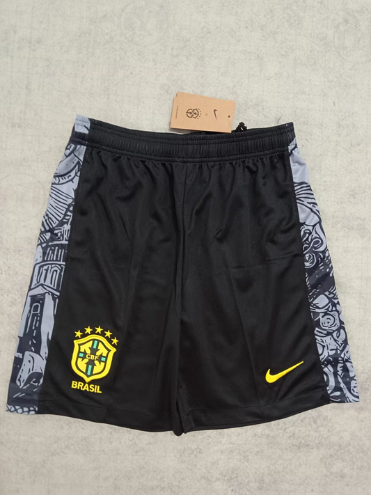 2024 Brazil Special Edition Black Gray Soccer Shorts
