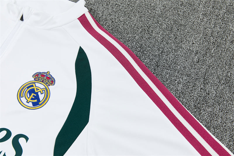2026/2027 Real Madrid White Green Half-Pull Tracksuit