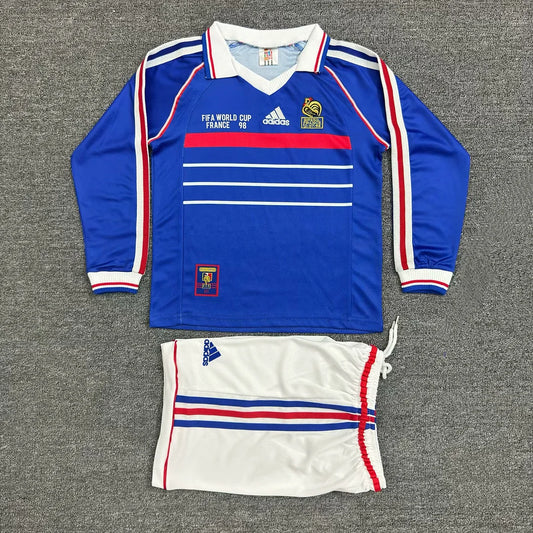 1998 Retro Long Sleeve France Home Football Shirt Kids Size