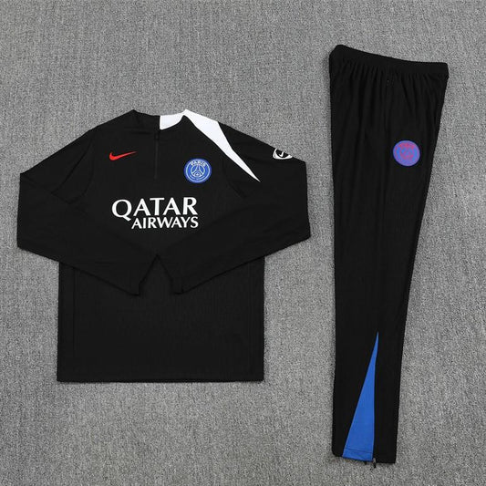 2025/2026 PSG Paris Saint-Germain Black Half-Pull Tracksuit