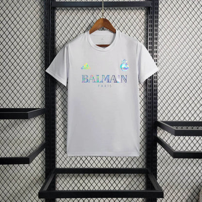 2023/2024 Real Madrid Reflective Balmain White Football Shirt