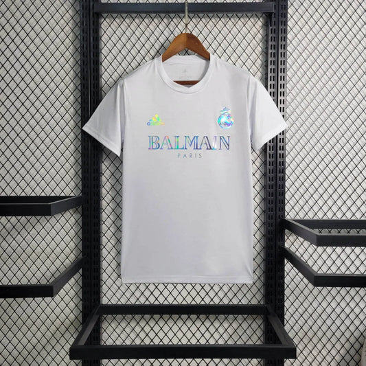 2023/2024 Real Madrid Reflective Balmain White Football Shirt