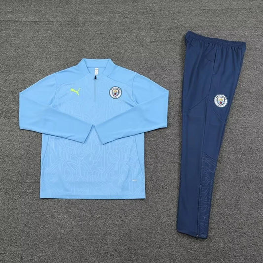 2024/2025 Manchester City Half-Pull Tracksuit Light Blue