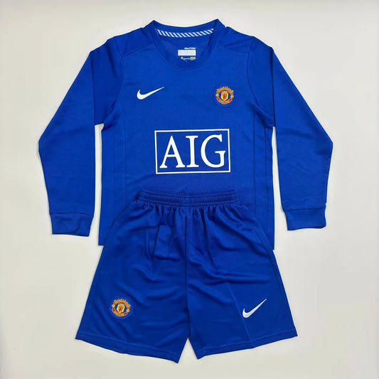 2008/2009 Retro Long Sleeve Manchester United Third Away Football Shirt Kids Size