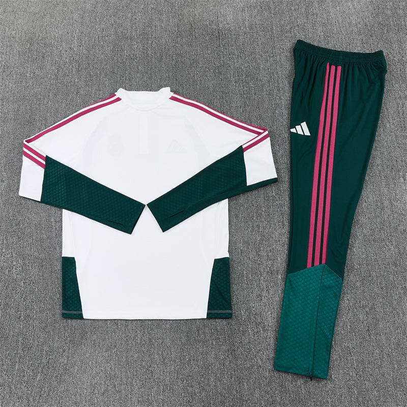 2026/2027 Real Madrid White Green Half-Pull Tracksuit