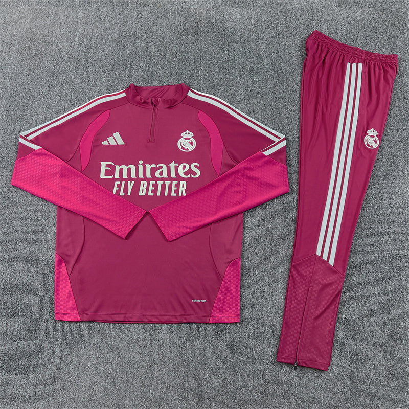 2026/2027 Real Madrid Red Pink Half-Pull Tracksuit