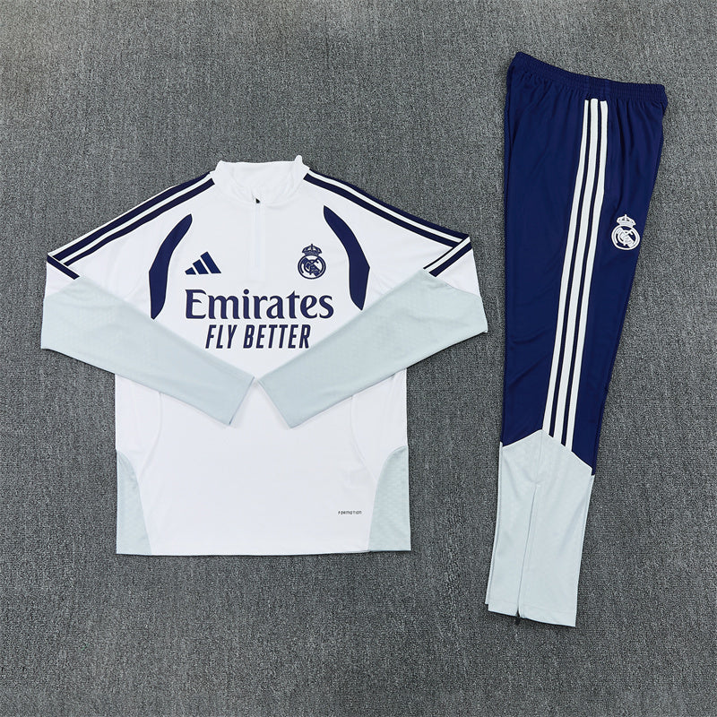 2026/2027 Real Madrid White Half-Pull Tracksuit