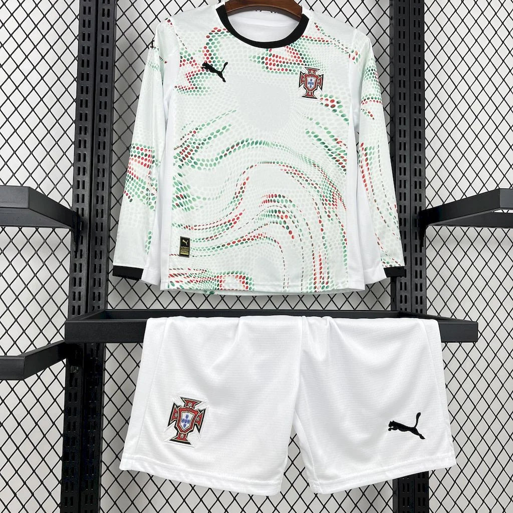 2025 Long Sleeve Portugal Away Football Shirt Kids Size