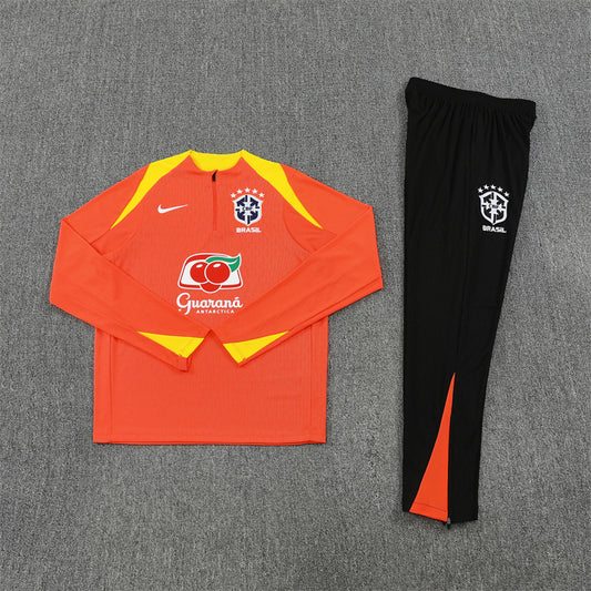 2025/2026 Brazil Orange Half-Pull Tracksuit