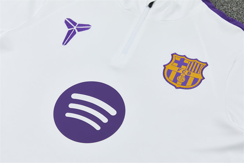 2026/2027 Barcelona White Purple Kobe Half-Pull Tracksuit