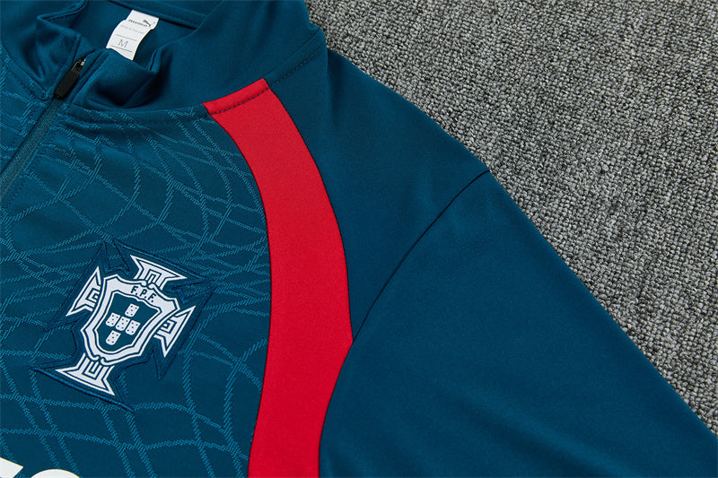 2026/2027 Portugal Green Blue Half-Pull Tracksuit