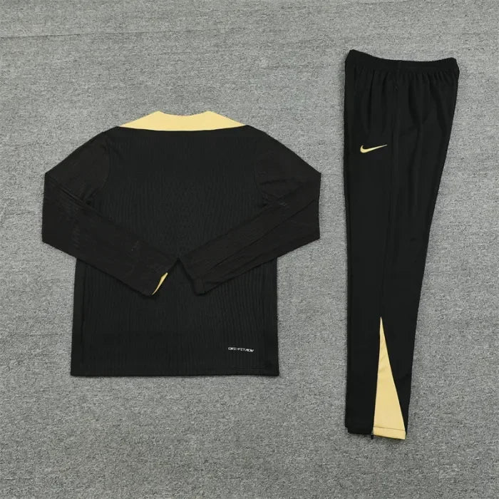 2024/2025 Barcelona Half-Pull Tracksuit Black With Gold
