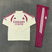 2026/2027 Real Madrid Beige Half-Pull Tracksuit