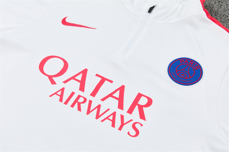 2026/2027 PSG Paris Saint-Germain White Red Half-Pull Tracksuit