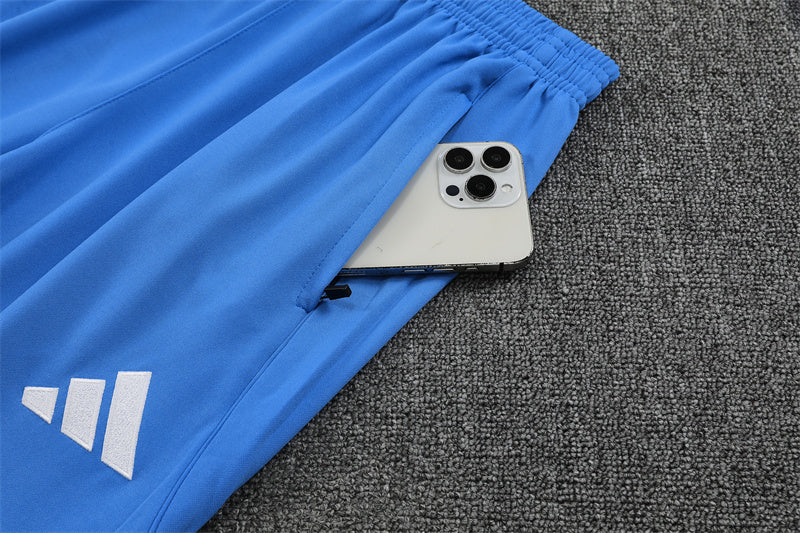 2025/2026 Real Madrid  Half-Pull White and Blue Tracksuit
