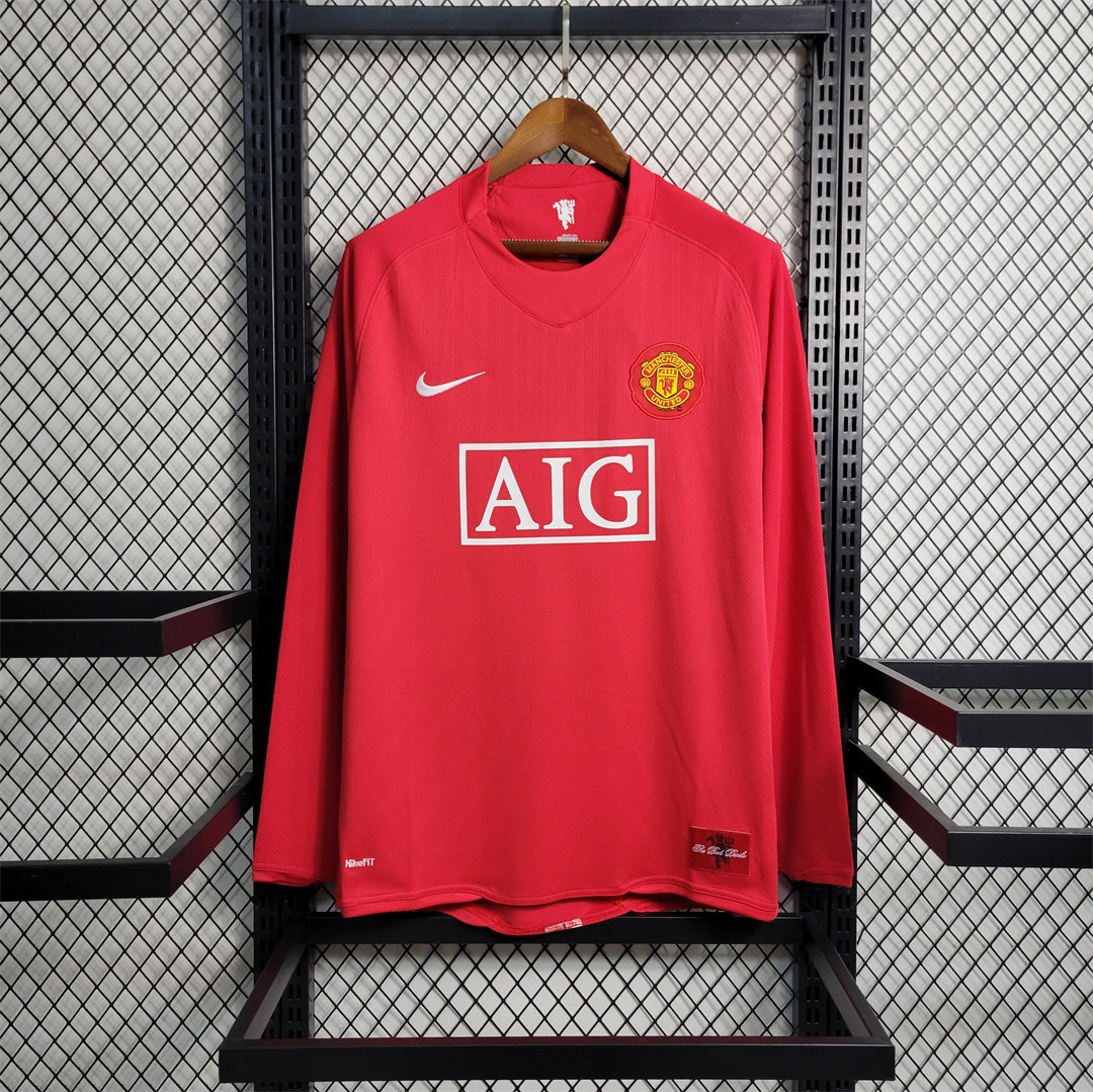 2007/2008 Retro Manchester United long Sleeve Home Football Shirt