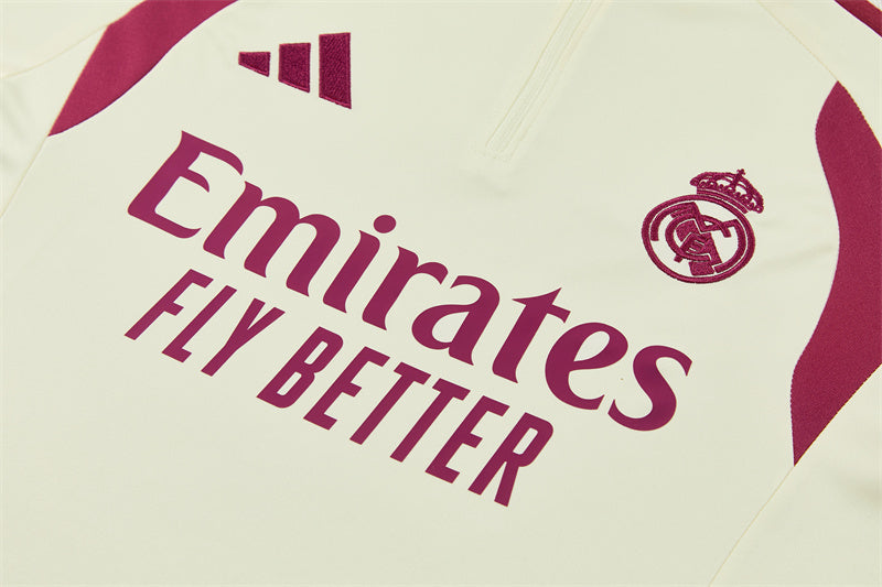 2026/2027 Real Madrid Beige Half-Pull Tracksuit