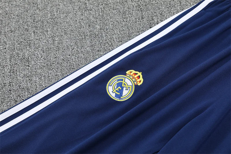 2025/2026 Real Madrid White and Blue Half-Pull Tracksuit