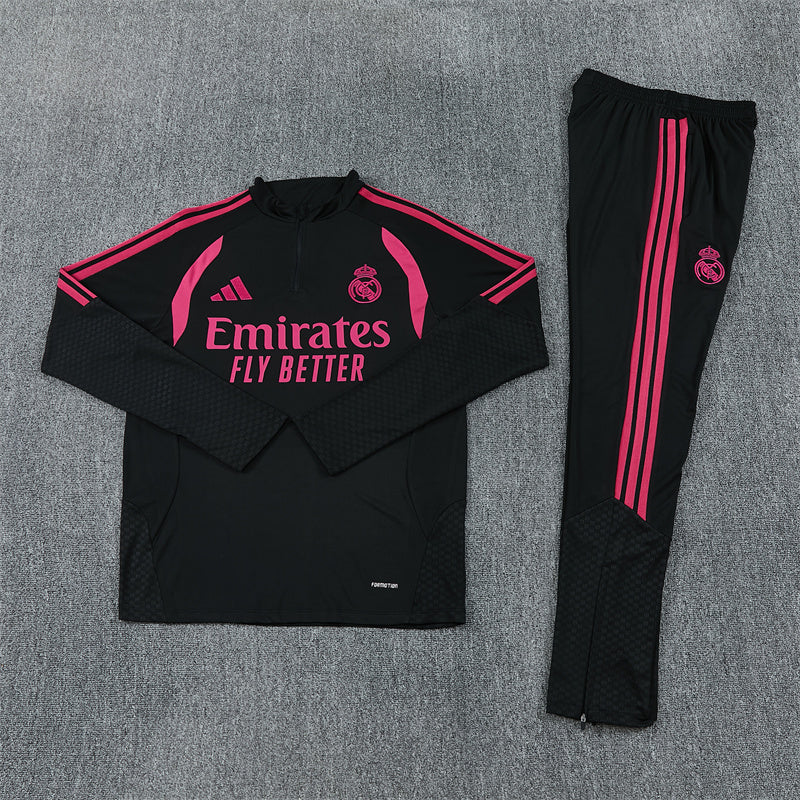 2026/2027 Real Madrid Black Pink Half-Pull Tracksuit