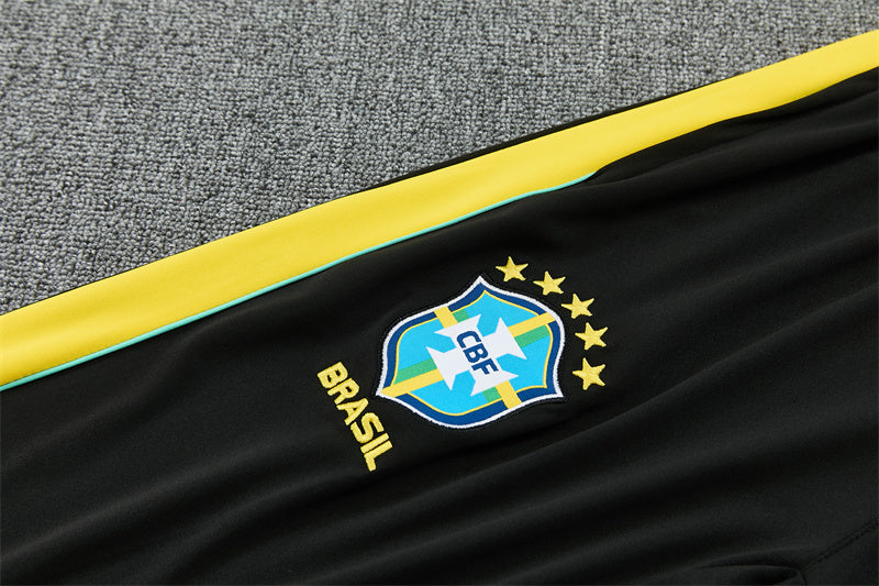 2026/2027 Brazil Black Yellow Half-Pull Tracksuit