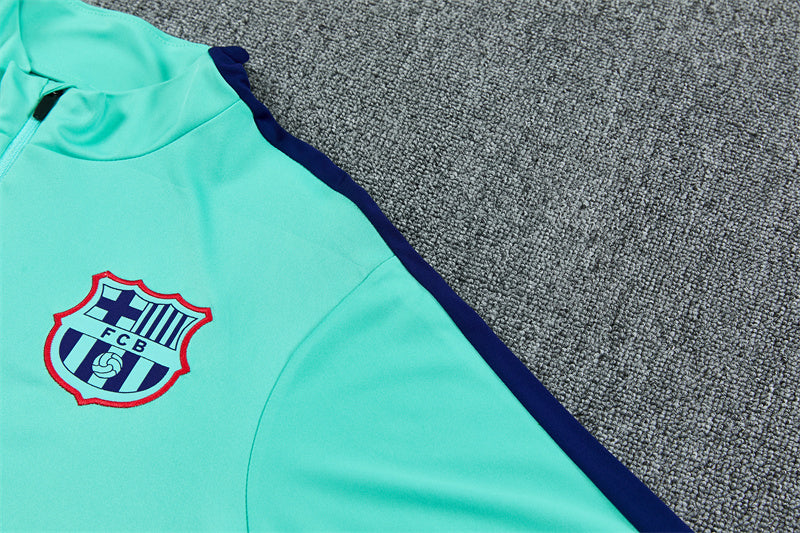 2026/2027 Barcelona Cyan Blue Half-Pull Tracksuit