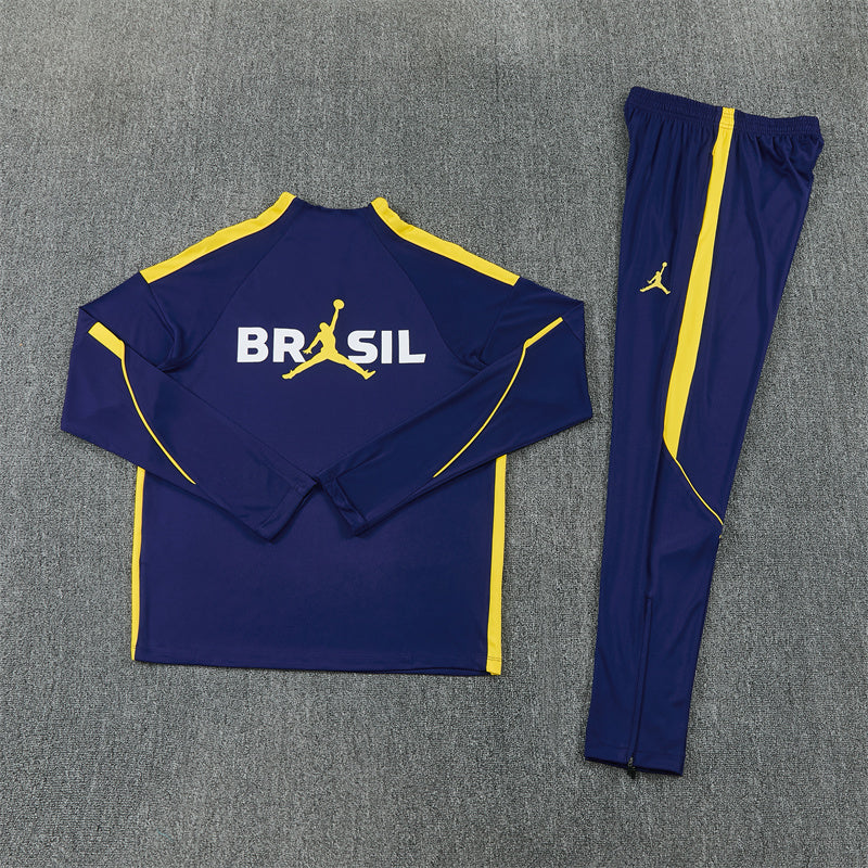 2026/2027 Brazil Dark Blue Half-Pull Tracksuit