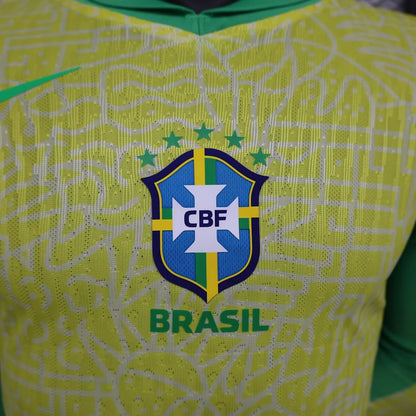 2024 Long Sleeve Player Version Brazil Home Football Shirt 1:1 Thai Quality
