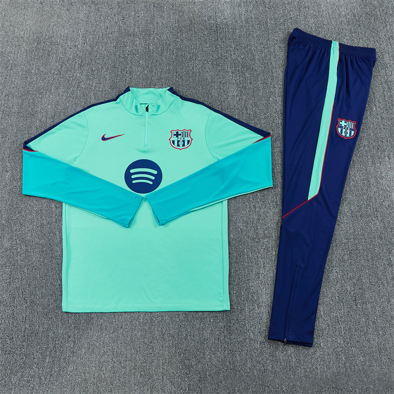 2026/2027 Barcelona Cyan Blue Half-Pull Tracksuit