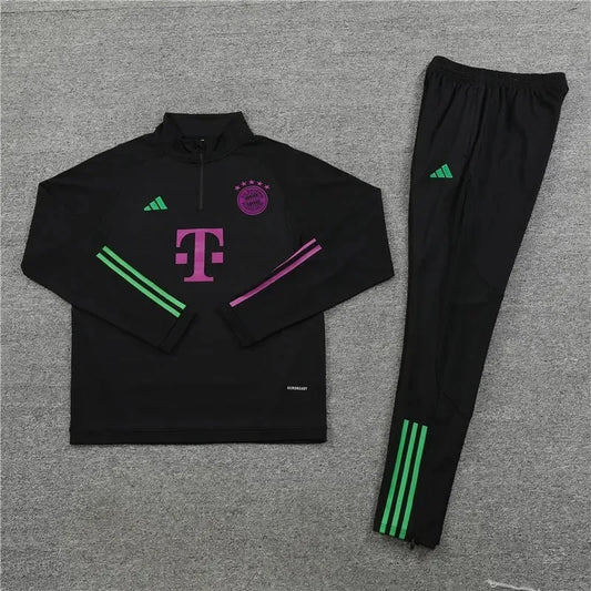 2023/2024 Bayern Munich Half-Pull Tracksuit Black Football Shirt 1:1 Thai Quality