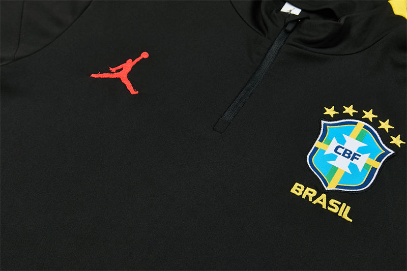 2026/2027 Brazil Black Yellow Half-Pull Tracksuit