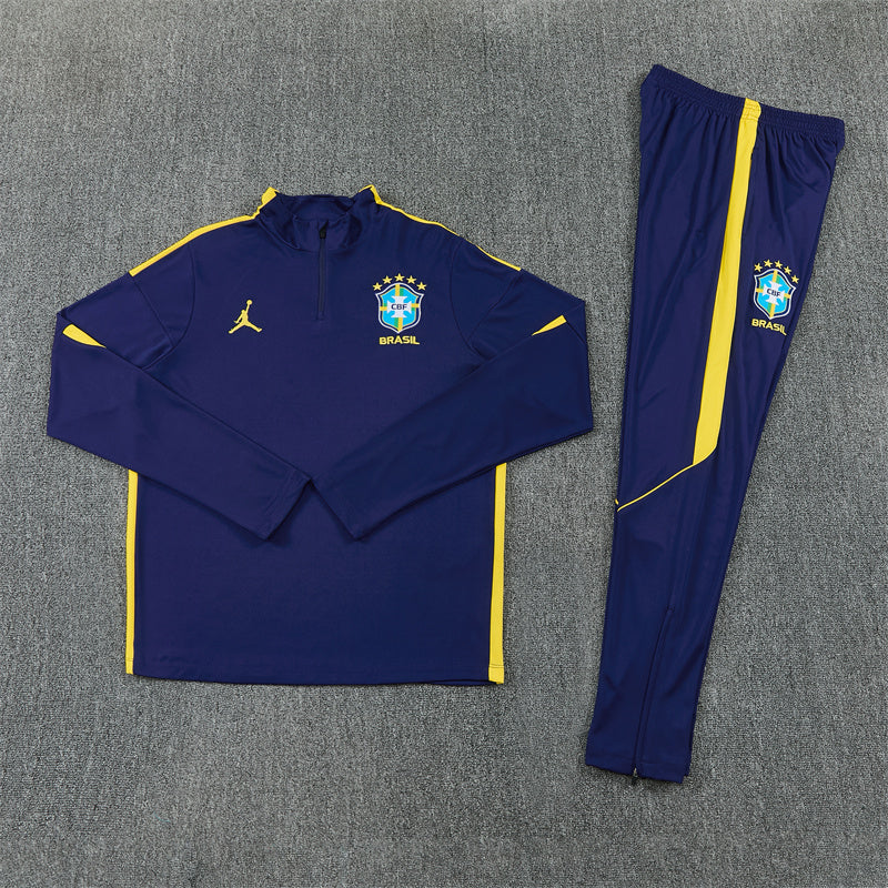2026/2027 Brazil Dark Blue Half-Pull Tracksuit